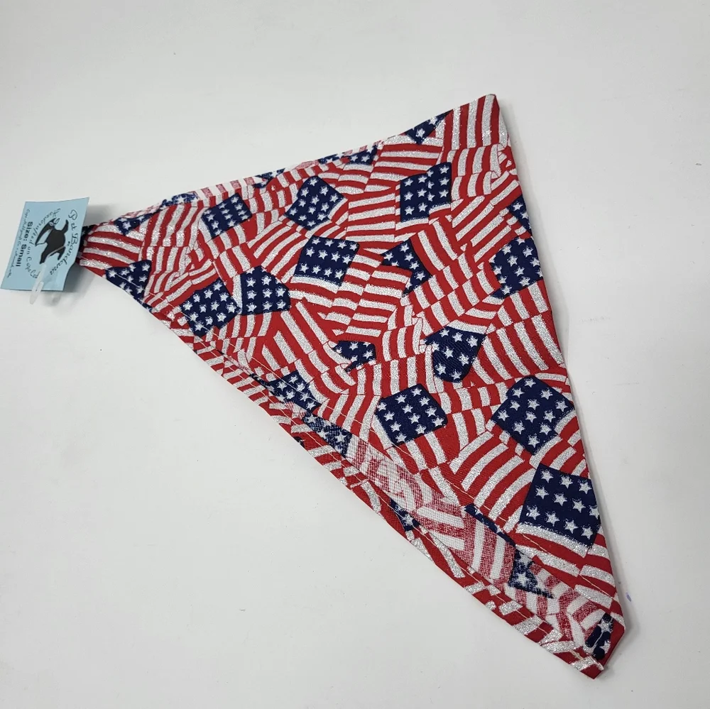 Small Pet Bandana‎ USA Flag Patriotic 4th of July New Shimmer